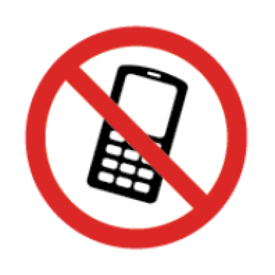 Draudžiama naudotis mobiliuoju telefonu (130 x 130 mm.)