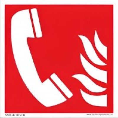 Gaisro avarinio telefono vieta (130 x 130 mm.)